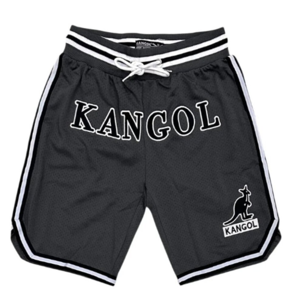 Kangol Men's Game Day Embroidered Logo Mesh Basketball Shorts in Dark Grey Sz L